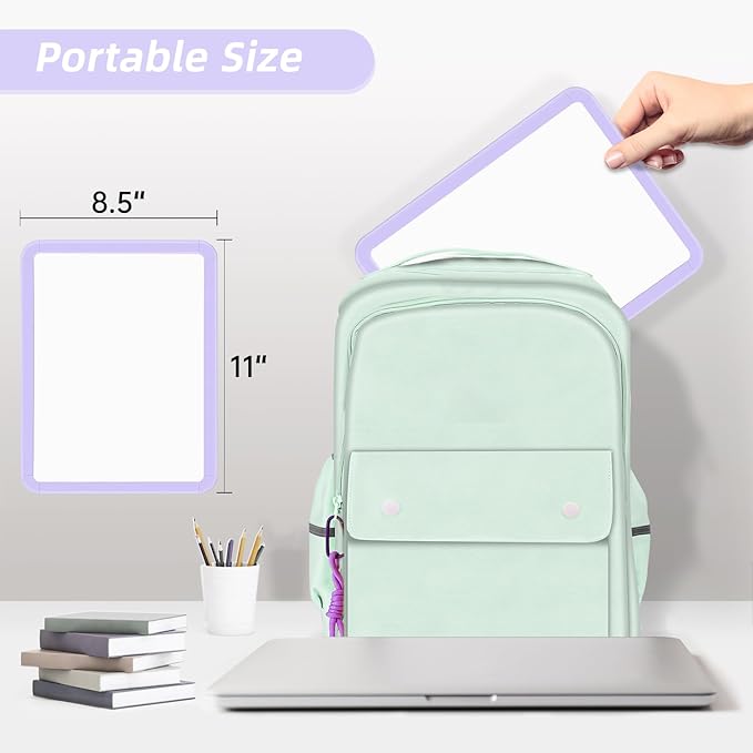 VUSIGN Small White Board Dry Erase, 8.5'' x 11'' Magnetic Dry Erase Board, Mini Whiteboard with Markers for Students, Fridge, Wall, Locker, Purple