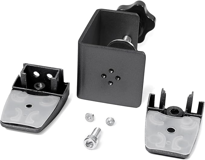 Heavy Duty Sneeze Guard Clamp For 0.1" to 1" Thick Panel,Desk Partition Support Clamps,Adjustable Aluminum Desktop Divider Holder,Easy to Install Desk Privacy Panel Clips, 4 Pack,Silver (Black)