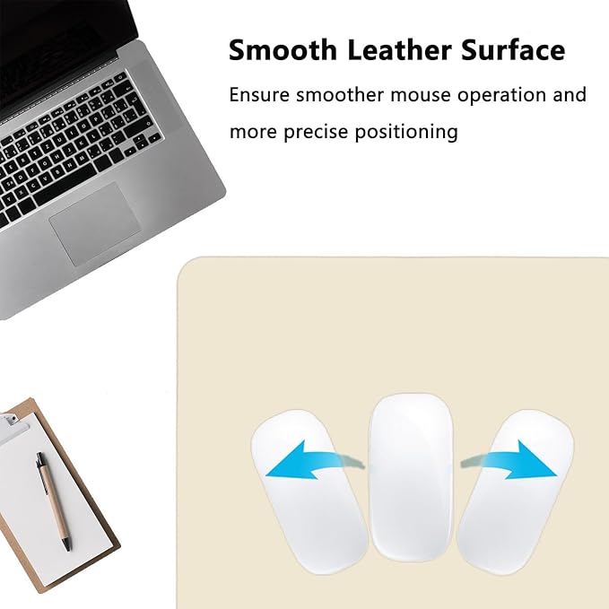 PU Leather Desk Pad Protector Gaming Mouse Pad Non Slip Desk Mat for Keyboard and Mouse Waterproof Desk Writing Pad for Office and Home Desk Accessories(Beige, 23.6 * 11.8)