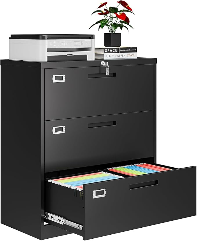 AFAIF 3 Drawer File Cabinets for Home Office, Office Storage Caninets Steel Cabnet for Letter/Legal/A4/F4-Assembly Required