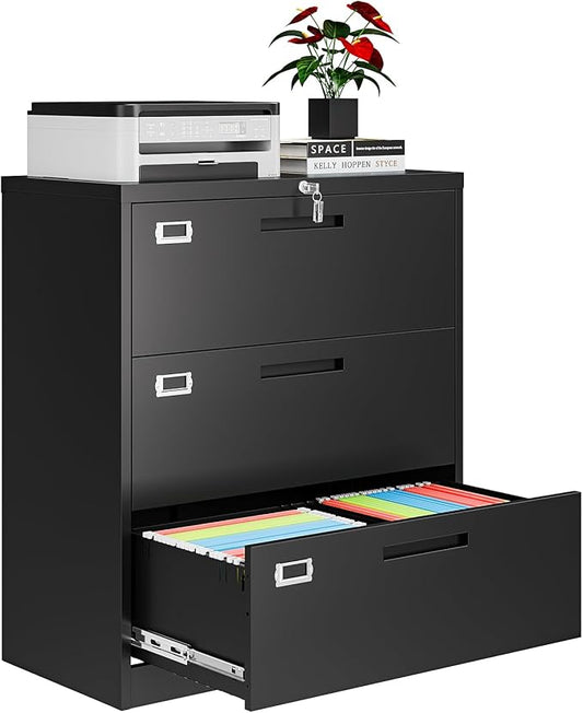 AFAIF 3 Drawer File Cabinets for Home Office, Office Storage Caninets Steel Cabnet for Letter/Legal/A4/F4-Assembly Required