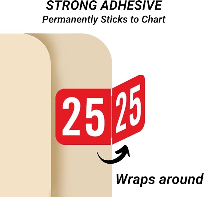 2025 Year Labels, Doctor Stuff 2025 Chart Stickers, Red Color Coded, S & W/Acme Style, USA Made Year Stickers for End Tab File Folders, 500/Roll, 1 Roll, 3/4" x 1-1/2"