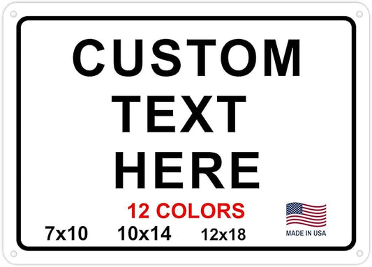 Custom Signs Outdoor Metal for Home Office Business, Personalized, Door, Delivery, Man Cave, Shop, Garage. For Outside or Inside Use. avgrafx Metal Signs Are UV Printed Solid Aluminum Border, 14x10 in
