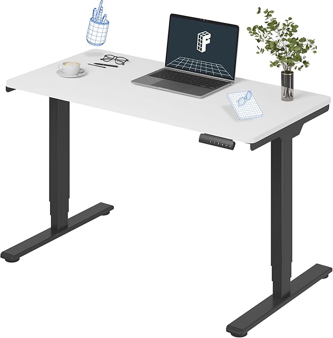 FLEXISPOT E6 3-Stage Dual Motor Electric Standing Desk 48 x 24 Sit Stand Up Desk, Holds 220 lbs, Adjustable Height w/Memory Presets, One-Piece White Desktop & Black Frame, Ships in 2 Boxes