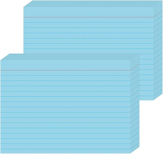 JINMIKEJI Blue Ruled Index Cards 5x7 Inch - 50 Pack Study Flash Cards for School, Office & Home Organization, Durable Note Cards with Lines