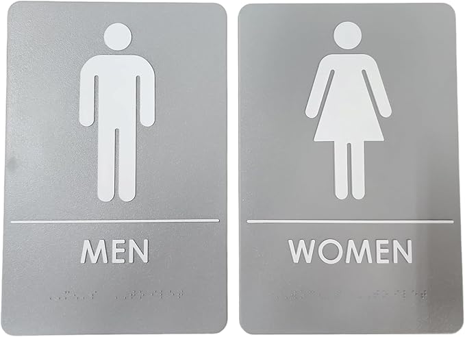 USA Made - Men's and Women's Restroom Signs ADA-Compliant Bathroom Door Signs for Offices, Businesses, and Restaurants, Black, Blue, Grey and Taupe/Tan Colors (Taupe/Tan)