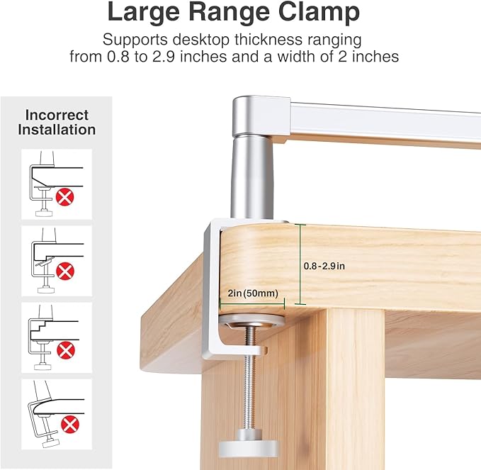 elitehood 28-inch Long Arm iPad Mount for Desk, Adjustable Tablet Desk Mount with Clamp, Sliver Aluminum Tablet Holder Compatible with iPad Pro 13/12.9/11, Air Mini, 4.7-13 inch Tablets & Cell Phones