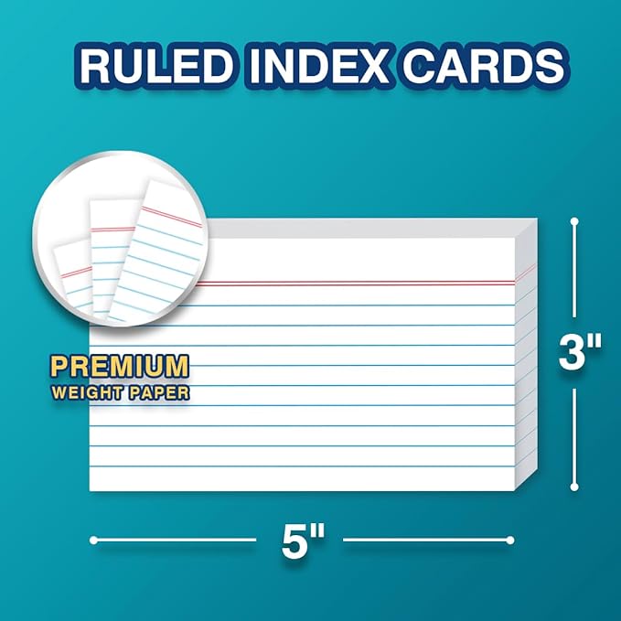 H4D 3x5 Index Card Holder with 100 Heavyweight Ruled Index Cards and 25 Plastic Dividers, Light Purple