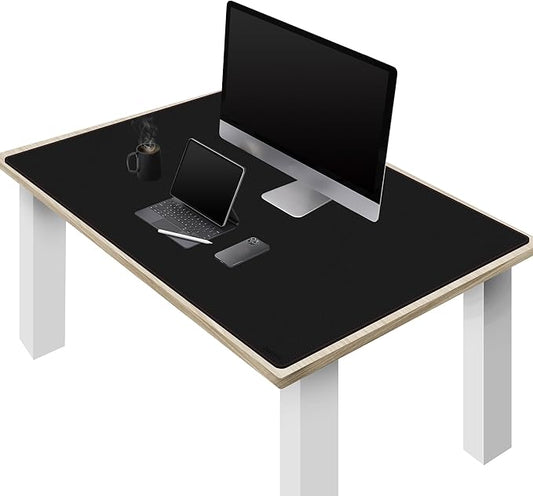 ZORESYN Large PU Leather Desk Mat Black 51.2x27.6 Inches, Waterproof Gaming Mouse Pad with Non-Slip Suede Base, Office Desk Protector & Writing Surface for Home