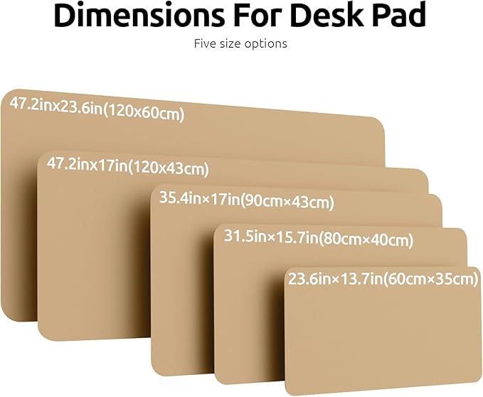 YSAGi Leather Desk Protector, Office Mat, Large Mouse Mat, Non-Slip PU Leather Blotter, Laptop Desk Mat, Waterproof Writing Pad for Office and Home (Latte, 47" x 17")