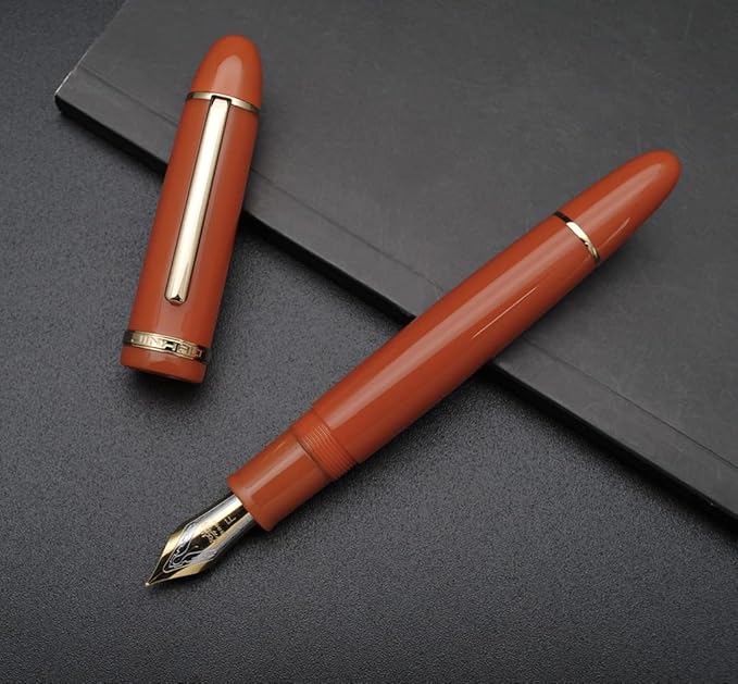 JINHAO X159 Fountain Pen (EF Nib 0.38mm, Orange Red with Gold Clip)