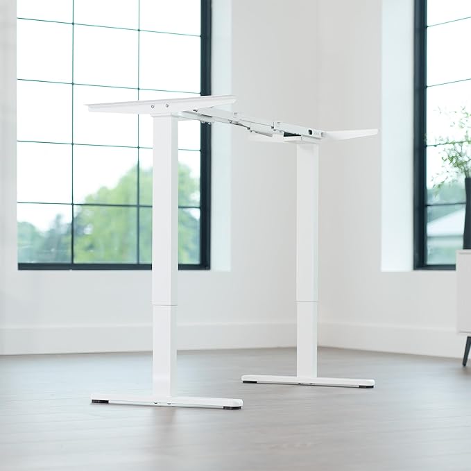 VIVO Dual Motor Electric Sit Stand Desk Frame, 220 lbs Capacity, Memory Controller Height Adjustment, Frame Only, White, DESK-E-200W