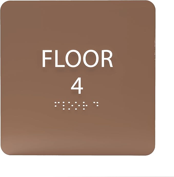Coffee ADA Floor 4 Sign with Braille – Made from Durable Acrylic and Ready to Mount