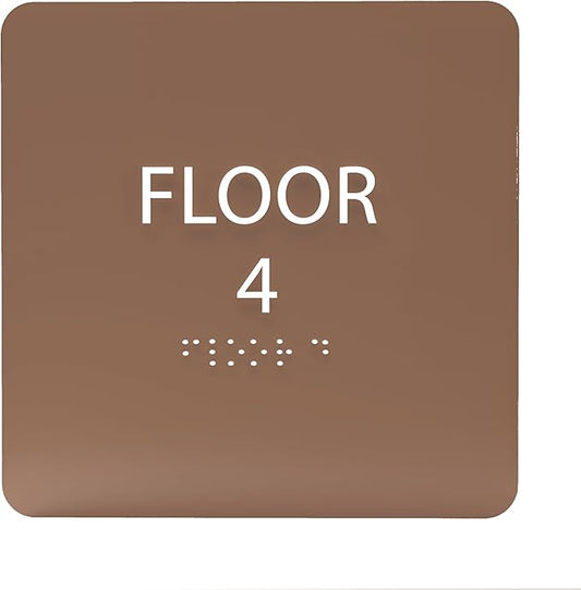 Coffee ADA Floor 4 Sign with Braille – Made from Durable Acrylic and Ready to Mount