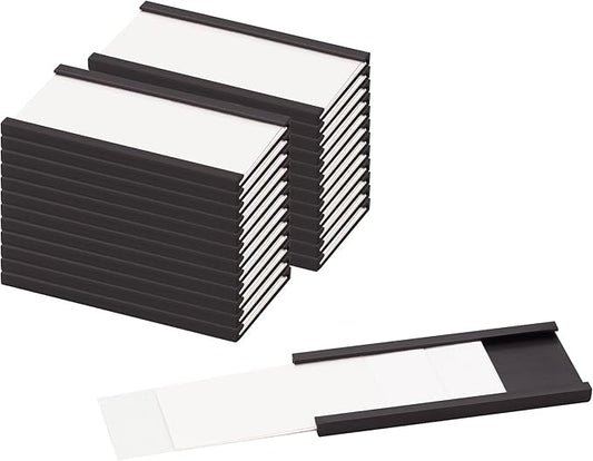 LLPT Magnetic Label Holder 2” x 1” 26 Packs C Channel 300g White Paper Cards Protective Film Strong Removable for Shelf White Board Toolbox Metal Wall Cabinet Drawer(MH21026)