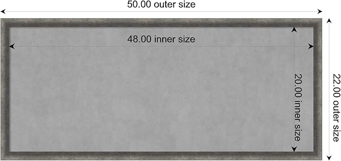 Amanti Art Grey Framed Magnetic Board 22x50 Oversize Vision Board for use with Magnets, 100% Metal Sheet to Display Items as Office Decor or for Home Organization in mudroom, Kitchen or Kids Room