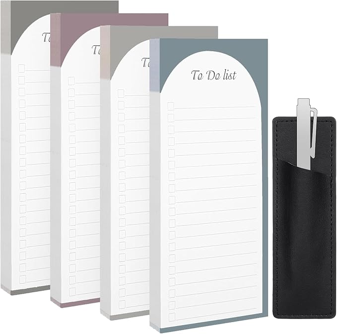 Thboxes 4 Pack Magnetic To Do List Refrigerator with Pen Holder, Totally 200 Sheets Magnetic Note Pad for Fridge Grocery List Magnet Pad for Fridge(Morandi Design)