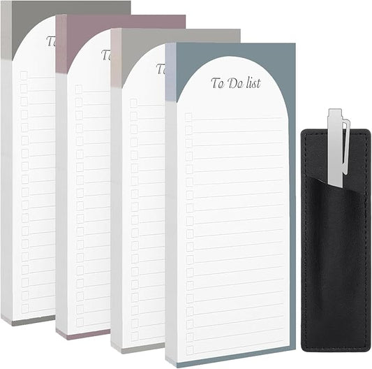 Thboxes 4 Pack Magnetic To Do List Refrigerator with Pen Holder, Totally 200 Sheets Magnetic Note Pad for Fridge Grocery List Magnet Pad for Fridge(Morandi Design)