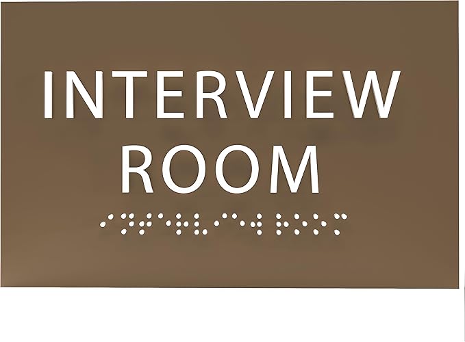ADA CENTRAL SIGNS - 6" X4" Interview Room Sign - ADA Compliant Tactile Graphics Grade 2 Braille Text Acrylic Wall Sign | Privacy, Meeting, Room Name Sign for Schools, Hospitals, Offices, & Apartments