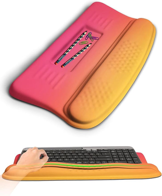 KUOSGM Ergonomic Wave Wrist Rest with Keyboard Stand, Cushioned Palm Rest, Comfortable Integrated Memory Foam for Natural Typing and Relieve Wrist Pain, Sunrise Morning Light