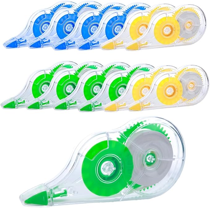Jovanssen White Correction Tape, 12 Pack, 39.37 Feet Correction Tape for School And Office, writing supplies and correction supplies