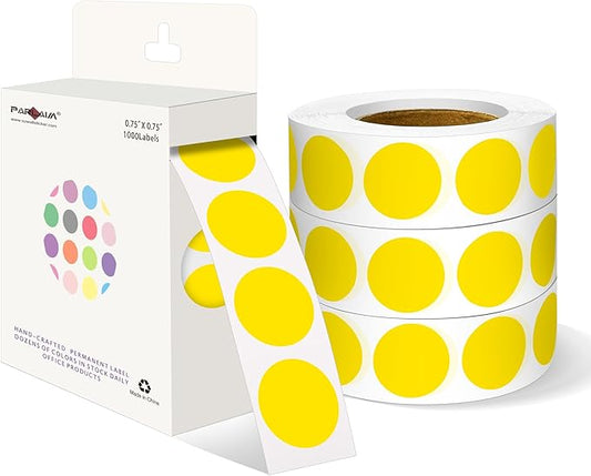 PARLAIM 3/4 Inch Roll Color Coding Labels,4000 per/4 Rolls Round Adhesive Color Coding Circle Dot Stickers for Office Home(Yellow)