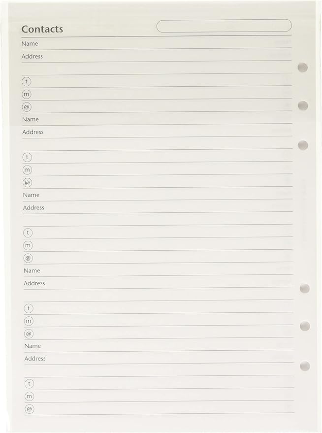 Filofax A5 Name/Address/Phone/Fax (B340206)