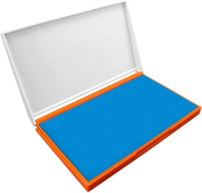 Plastic Case Stamp Pad Large Size, Sky Blue Color - Size: 4" x 7" - Choose from 15 Ink Colors
