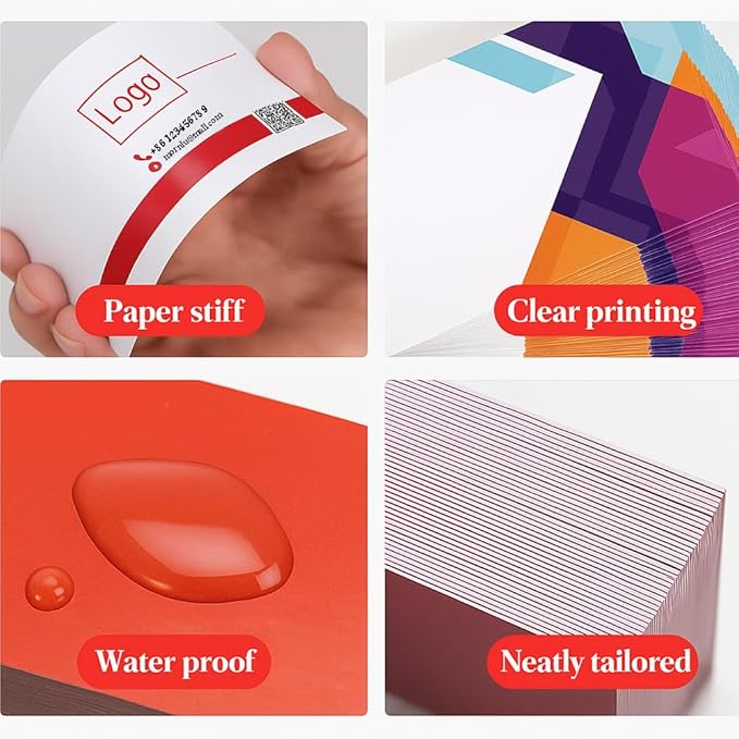 200Pcs Custom Business Cards Add Photo/LOGO/Text Personalized Business Cards for Small Business 300gsm Matte Paper Front & Back Sides Printed 3.5" x 2"
