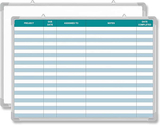 Lined Whiteboard Blank Grid Aluminum Frame Dry Erase Board Reusable Wall Mounted Board for Scheduling, to Do Lists Weekly Planning Home Work(36 x 24 Inch,Colorful Project Planning)