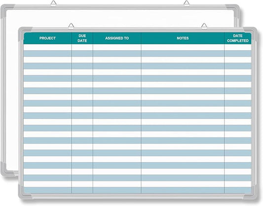 Lined Whiteboard Blank Grid Aluminum Frame Dry Erase Board Reusable Wall Mounted Board for Scheduling, to Do Lists Weekly Planning Home Work(36 x 24 Inch,Colorful Project Planning)
