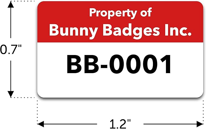 Custom Asset Tags - Asset Labels with Sequential Numbers - 1.2” x 0.7” (100-5000 Labels)