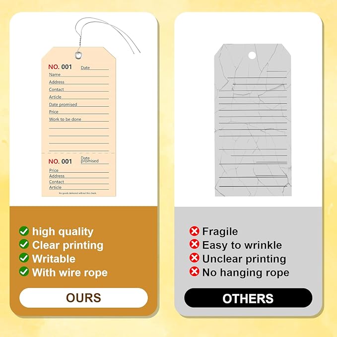 100 Pack Red Repair Tags with Wire Rope Service Repair Tags Numbered with Wire Durable 2.6 x 5.25 Inch Labels for Production Equipment Maintenance Price Notice (100, White, 2.6x5.25in)
