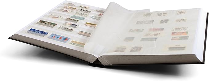 LIGHTHOUSE – “BASIC” Hard Cover Stockbook for Stamps - 64 White Cardstock 9”x12” (A4) Pages with Glassine Strips and Double Linen Hinges - Blue