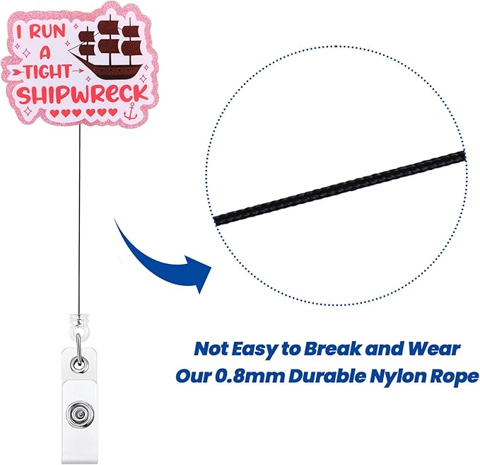 I Run A Tight Shipwreck Funny Badge Reel | Retractable ID Card Badge Holder | Name Tag Medical Work Badge Clip for RN LPN CNA MA ER Night Shift Nurse Nursing Student Doctor Gifts | Alligator Clip