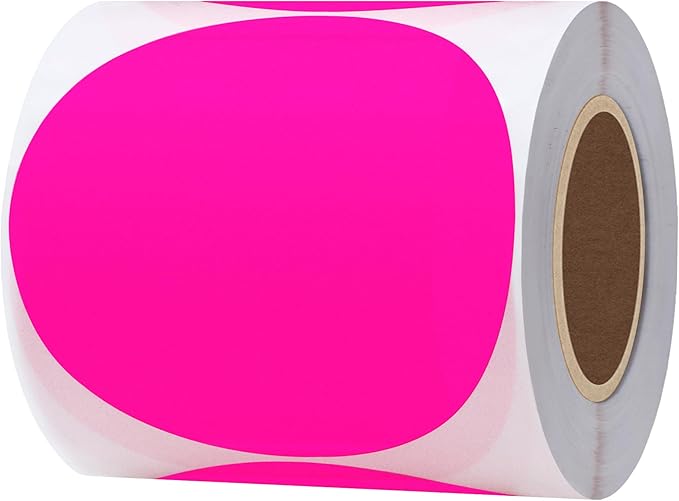 Hybsk Round Color Coding Circle Dots Labels Warehouse Inventory Organizer Stickers (3 inch, Fluorescent Pink)