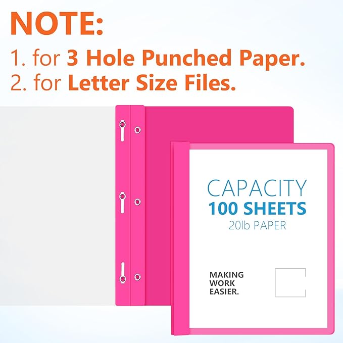 Feifeiya 48 Pack Plastic Report Covers with 3 Prongs Presentation Folders Bulk, 100 Sheet Capacity, Clear Front Report Covers for Presentation Document Paper School Office Supplies (Bright Colors)