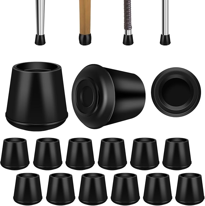 VOCOMO 1" Round Rubber Chair Leg Tips Caps, Chair Leg Floor Protectors Furniture Legs Caps Non Slip Reduce Noise for Hardwood Floors (Black, 24 Pack)