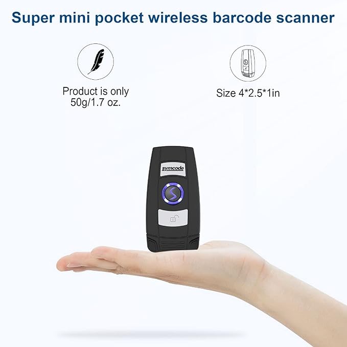 Mini 2D Portable Handheld Bluetooth Barcode Scanner Wireless 2.4G & USB Wired 3-in-1 Bar Code Scanner Portable USB QR Code Scanner for Windows.Android.iOS.MAC