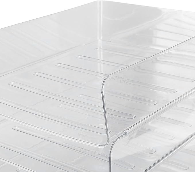 Jeanoko Desk Letter Tray Set Transparent Stackable Organizer for Home Office A4 Paper Storage 4 Layers