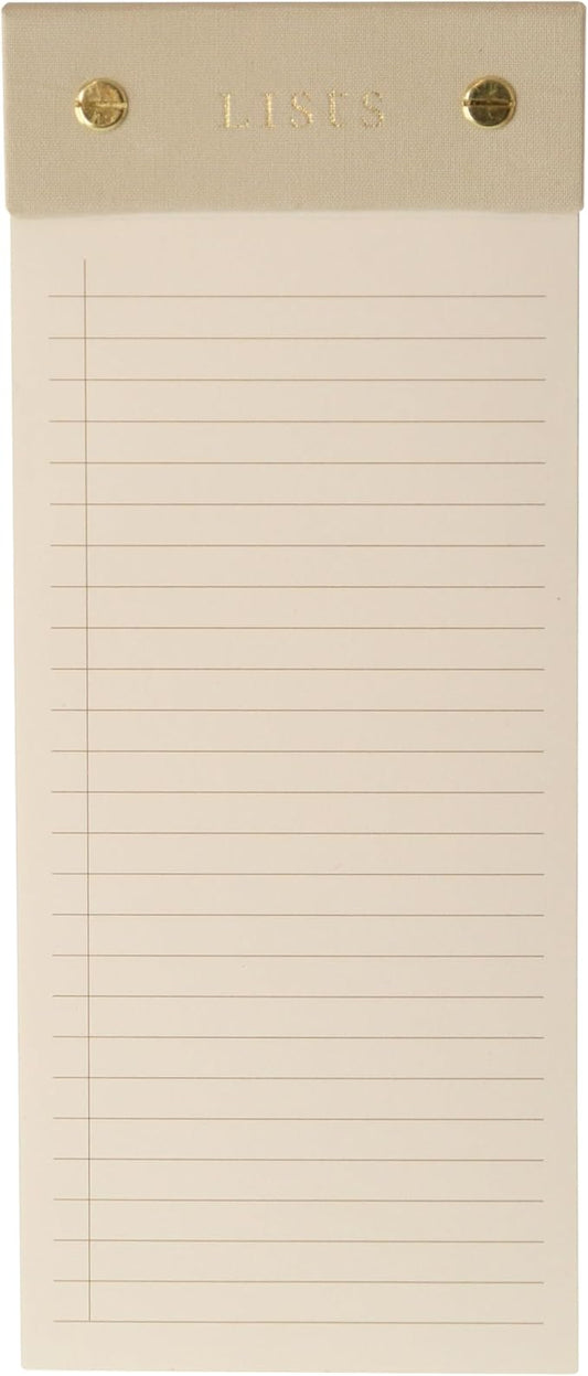 Graphique Post-Bound List Pad Luxe Collection, Perforated Sheets To-Do Notepad, Hardcover Binding, Gold Foil Embossing, 100 Pages, 4” x 9.75”, Taupe