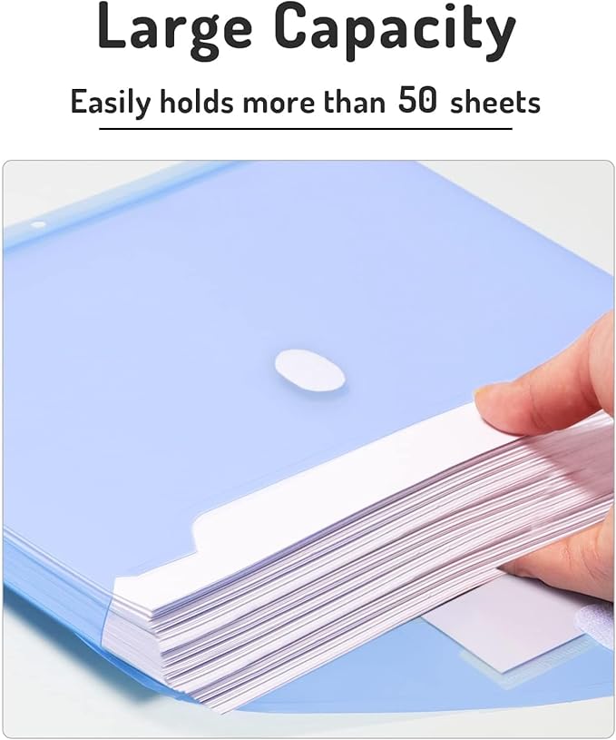 Forvencer Binder Pocket, 48 Pack Super Heavyweight Poly Binder Pocket with Tight Closure, File Folders Side Loading, 3 Ring Binder Organizer, Letter Size, Assorted Colors