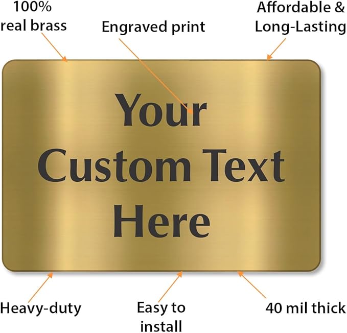 SmartSign Custom Brass Sign - 12" x 18", 40 mil REAL Bugle Brass Metal, Personalized Name Door Sign, Heavy-Duty Premium Engraved Door/Wall Mount Plaque for Business/Office, Gold and Black