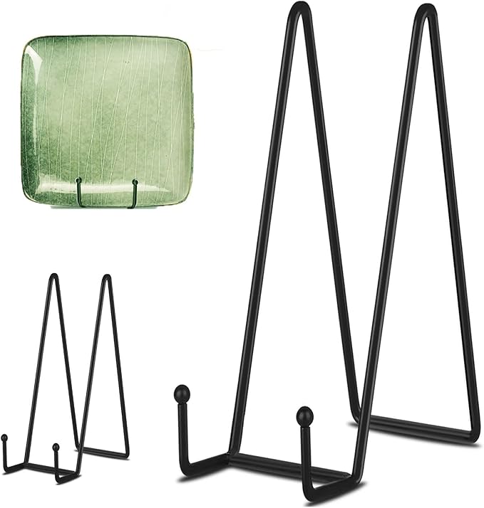 Decolore 3 Pack 14 Inch Black Plate Stand for Display Large Display Easel Table Top Easel for Picture, Decorative Plate, Book, Posters and Plaque