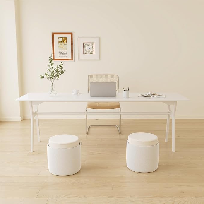 OSCHF Solid Wood Study Desk - 78.8" Double Long Computer Table for Home Office, 2-Person PC Workstation, White