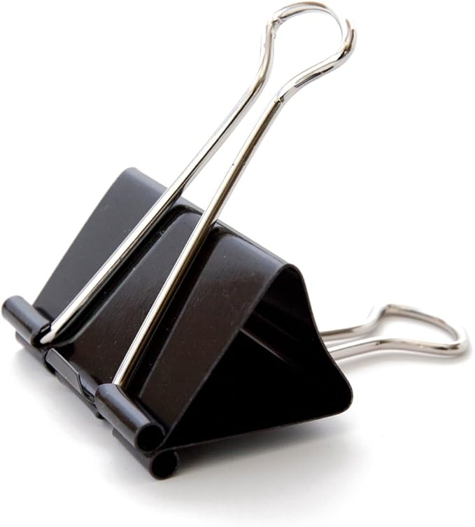 U Brands Binder Clips, Large 2-Inch Width, 1-Inch Paper Holding Capacity, Black and Silver Steel, 12-Count