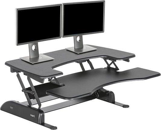 Vari VariDesk Pro Plus 36 - Adjustable Desk Converter with 11 Height Settings - Laptop Sit Stand Desk Riser for Home Office, Table Tops, Workspace - Fully Assembled with Spring Loaded Lift - Black