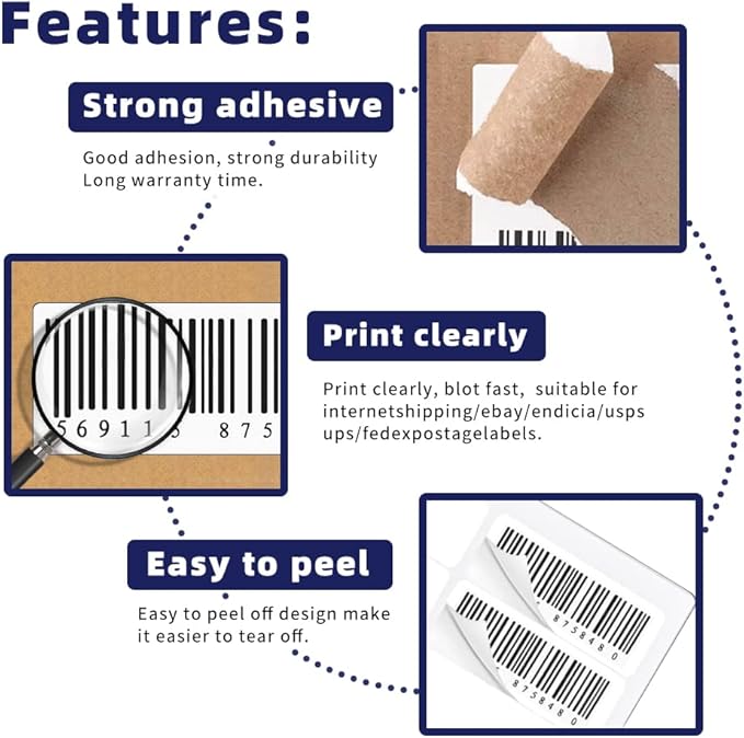 POLYSELLS 1" x2-5/8 Self Adhesive Address Labels, 30UP Blank Shipping Labels, FUSKU, FBA Mailing Labels for Inkjet and Laser Printer, 3000 Sticker Labels (100 Sheets), 30 Labels per Sheet