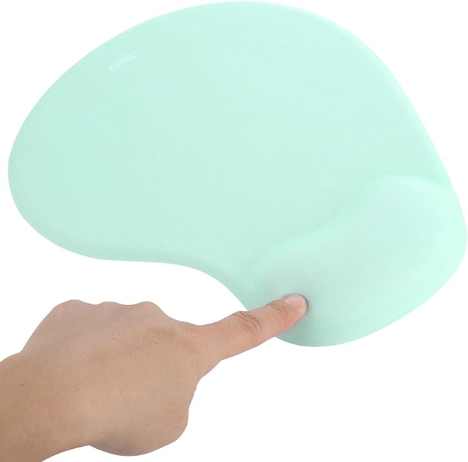 xinidc Ergonomic Computer Mouse Pad with Wrist Rest Support, Pain Relief Mouse Pad with Non-Slip PU Base for Home Office Working Studying (Light Green)