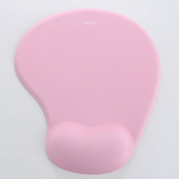 xinidc Ergonomic Computer Mouse Pad with Wrist Rest Support, Pain Relief Mouse Pad with Non-Slip PU Base for Home Office Working Studying (Pink)
